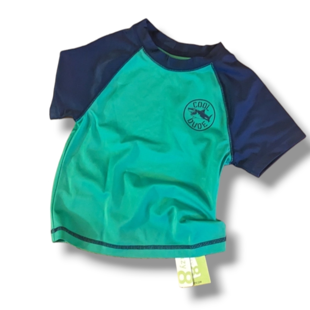 Crazy 8 2T Boys "Cool Dude" Blue/Green Shark Rashguard